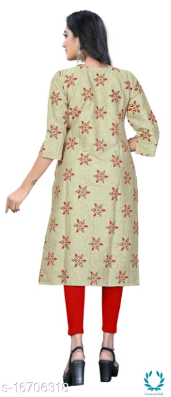 Women Cotton Maternity Applique Kurti - L (Bust Size: 40 in, Size Length: 44 in) 